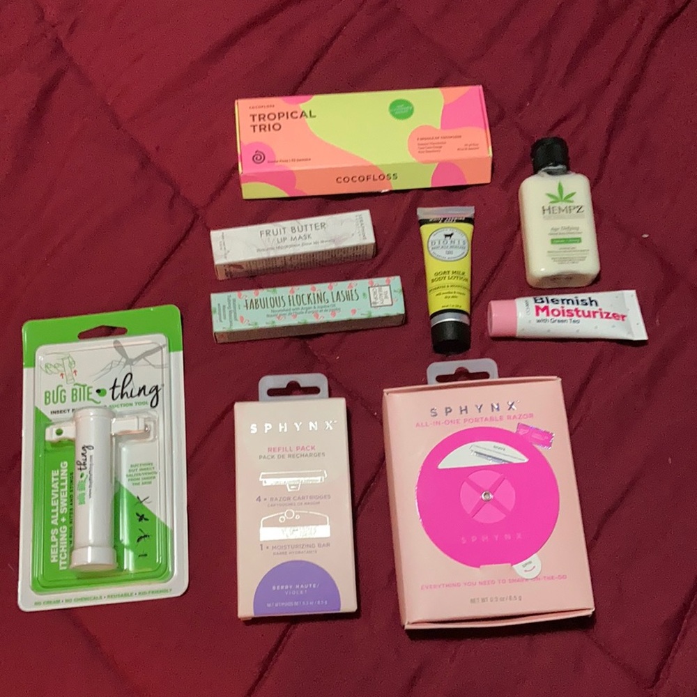 Assortment of health/beauty products.